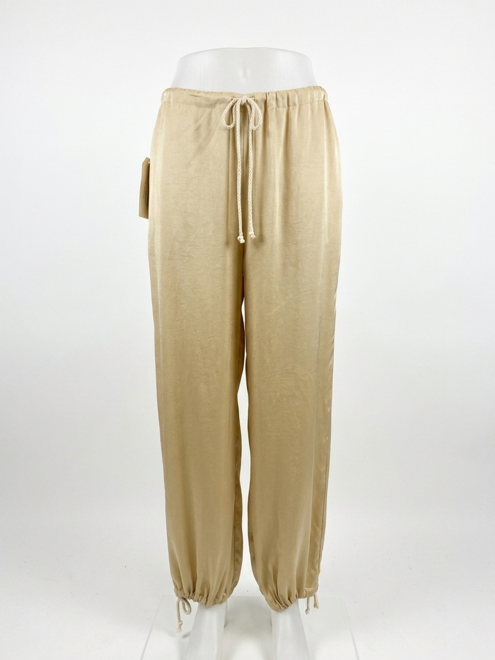 NEW DONNI. women's drawstring genie pant in gold